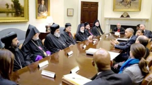 Die besorgten Patriarchen bei US-Präsident Obama (rechts im Bild)